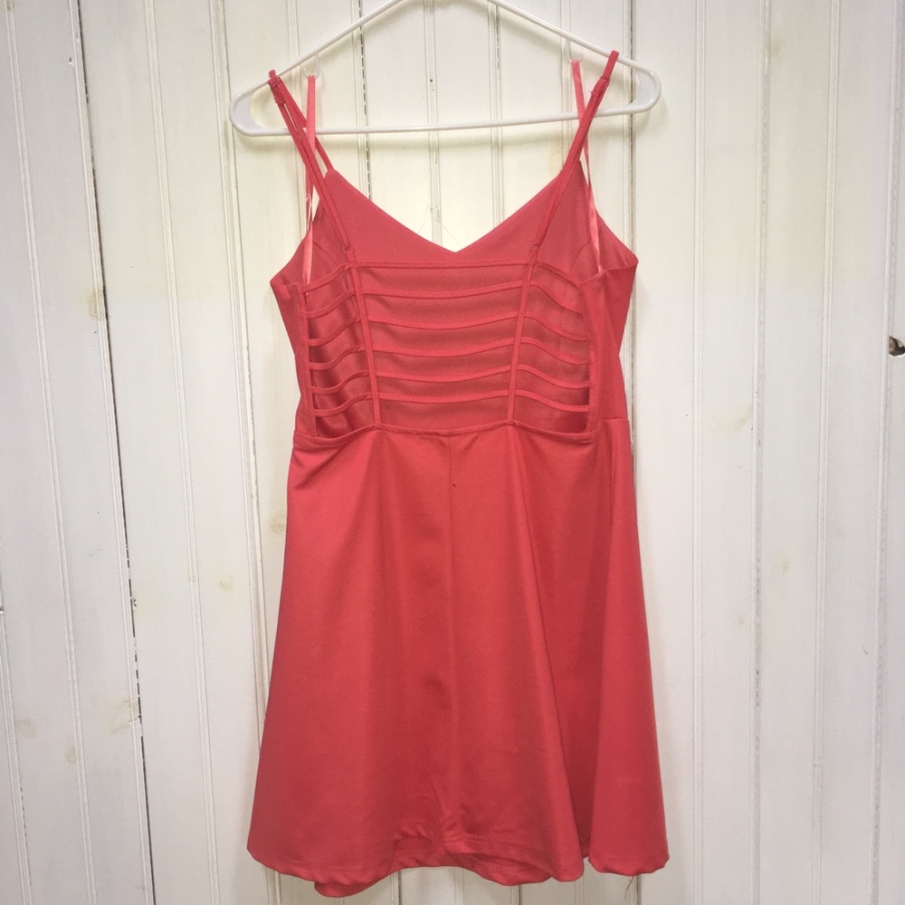 YA Los Angeles | Coral Cutout Skater Mini Dress